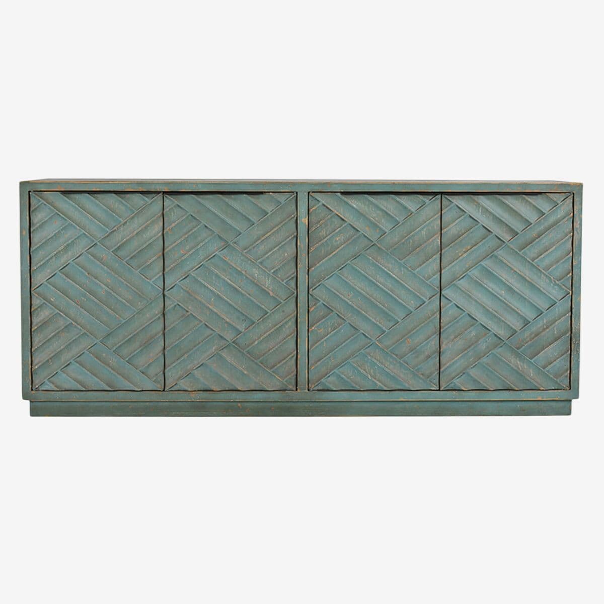 Vintage Blue Weave Pattern Sideboard - Image 1