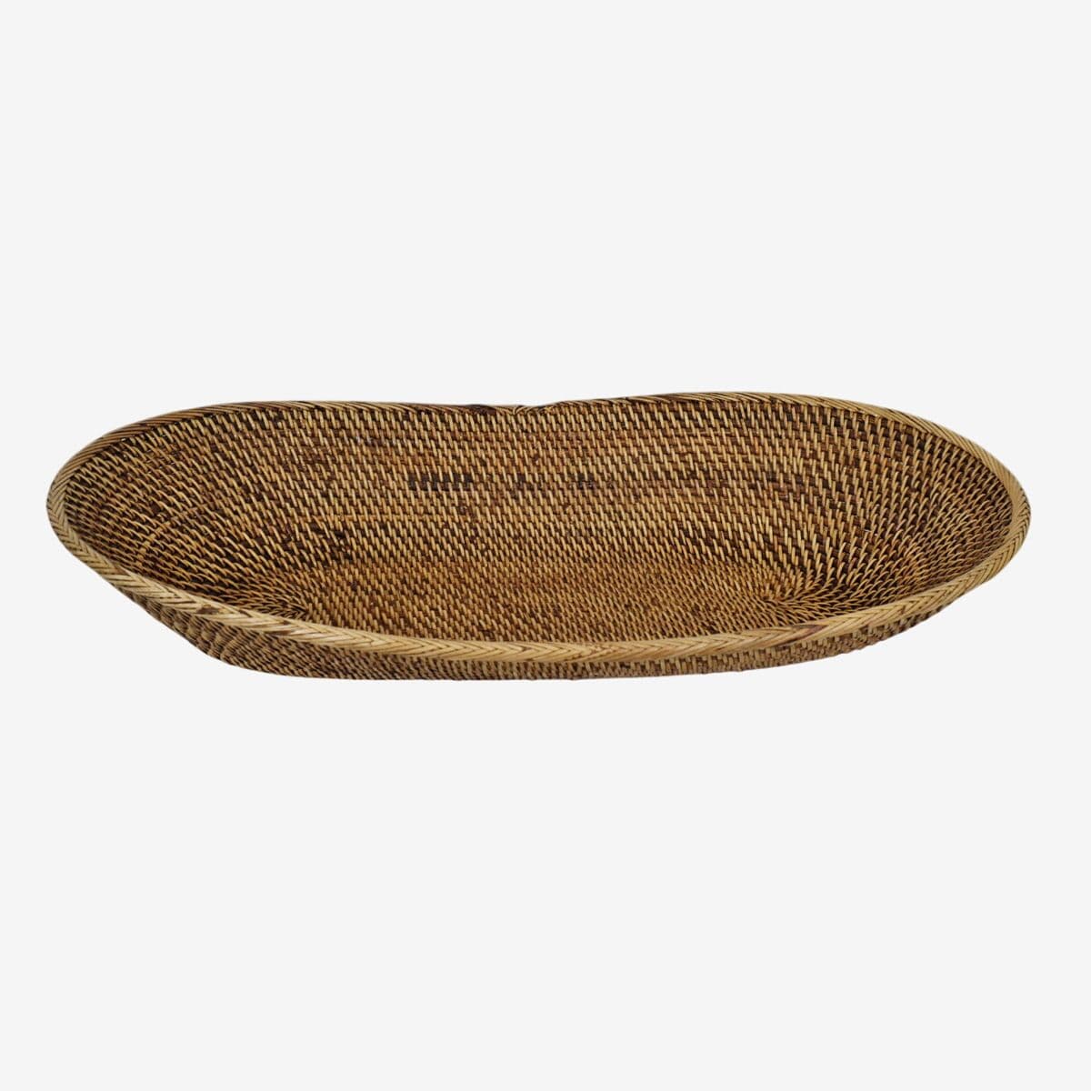 Tea Stained Rattan Oval Plate - Image 1
