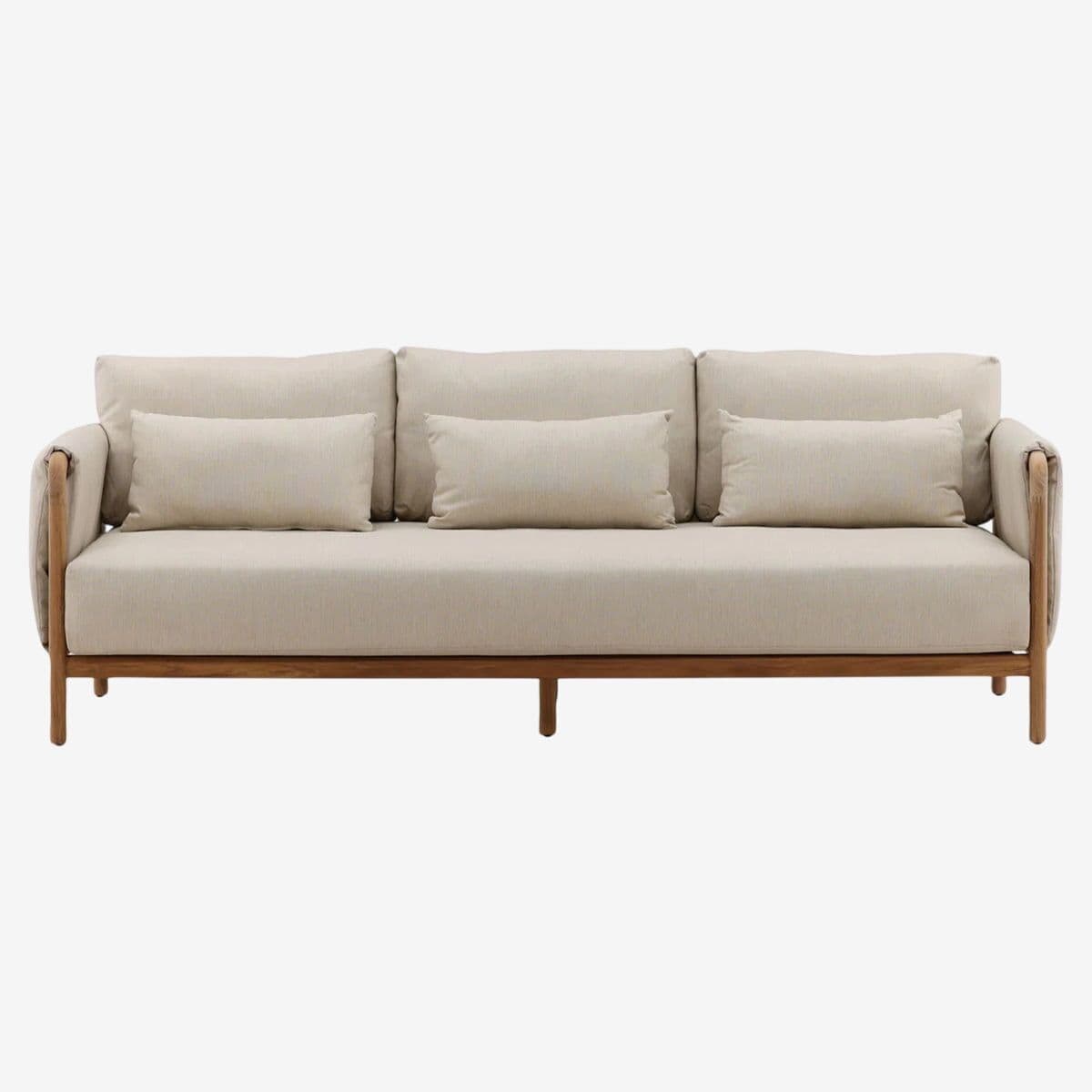 Hermosa Outdoor Teak & Beige Sofa