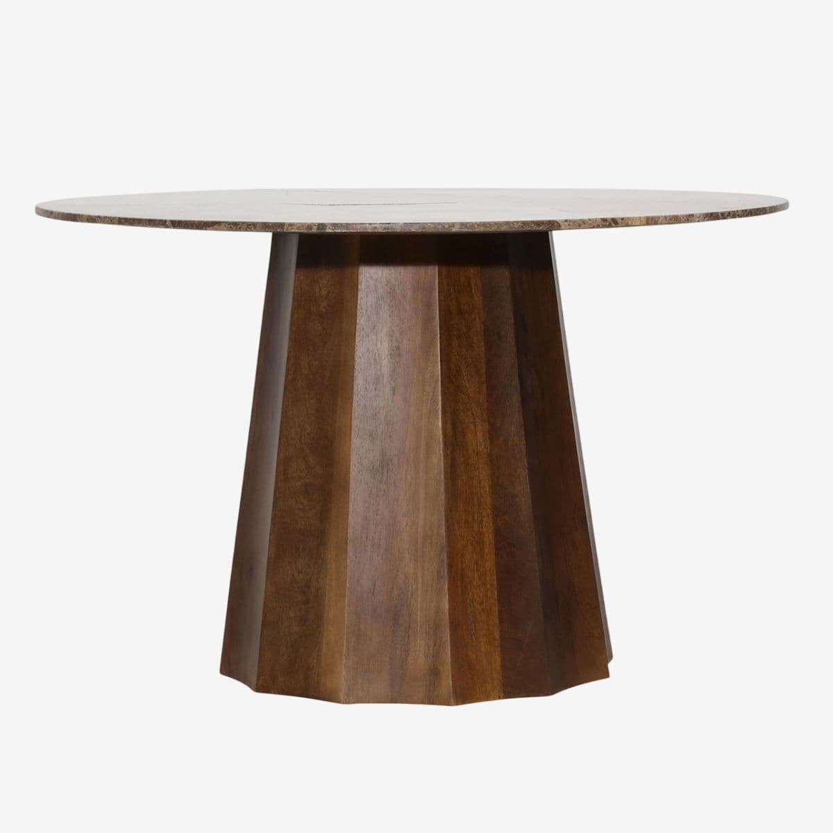 Marble Round Fluted Pedestal Dining Table - Image 1