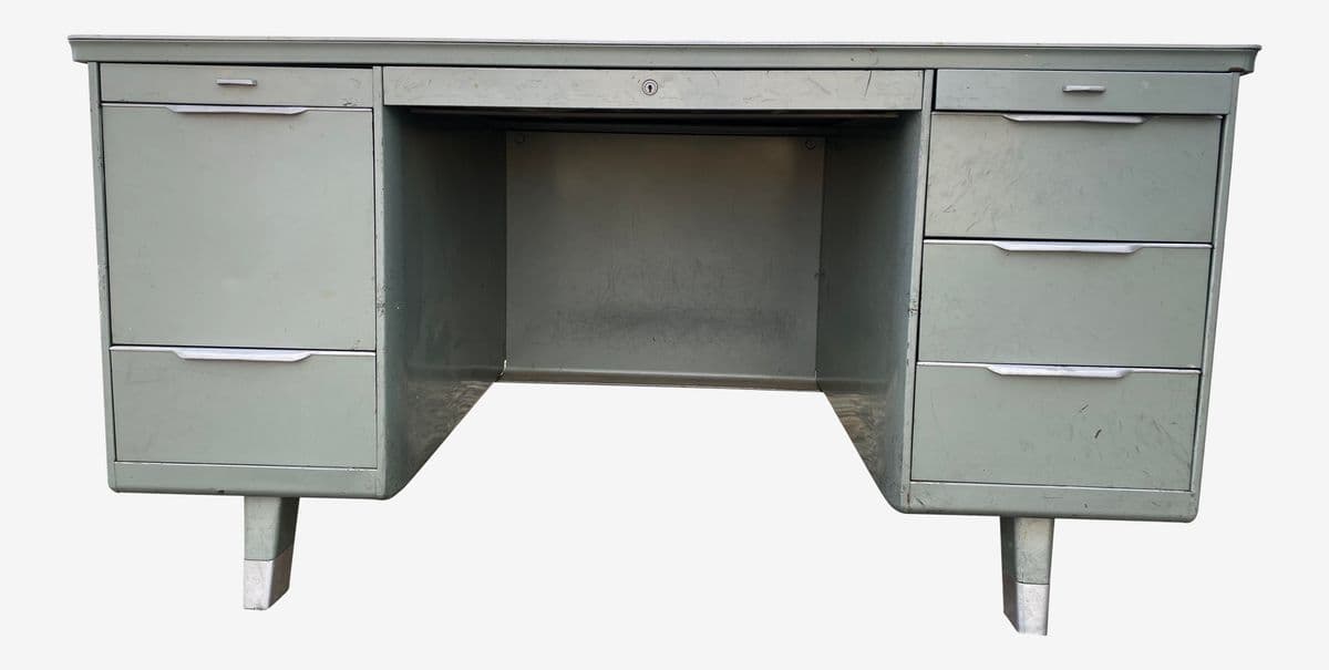 Vintage General Fireproofing Metal Tanker Desk - Image 1