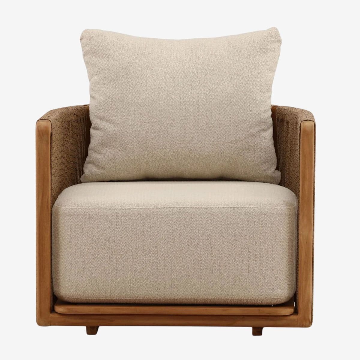 Rope Wrapped Teak Outdoor Accent Chair - Image 1