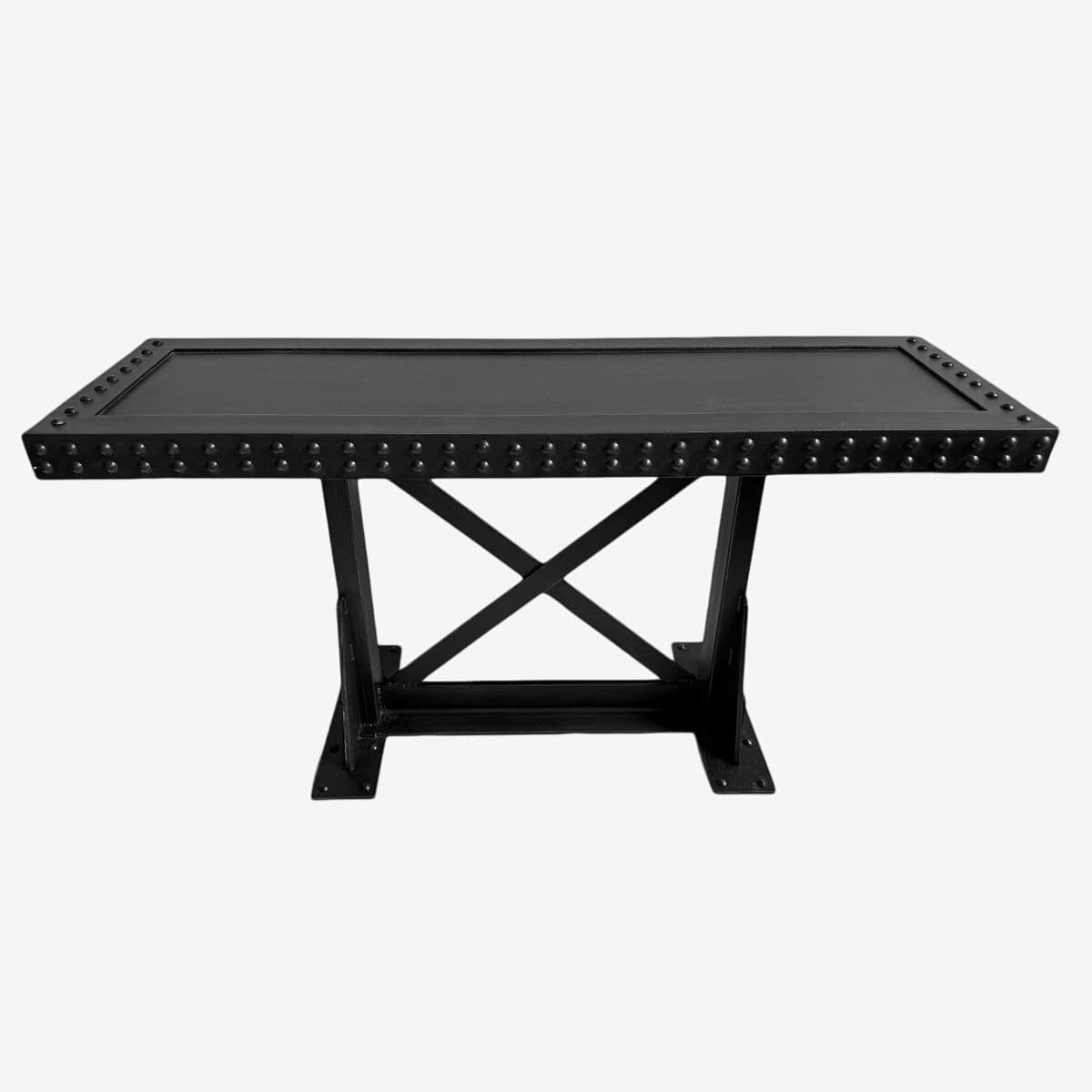 Black Iron X Rivet Console Table - Image 1