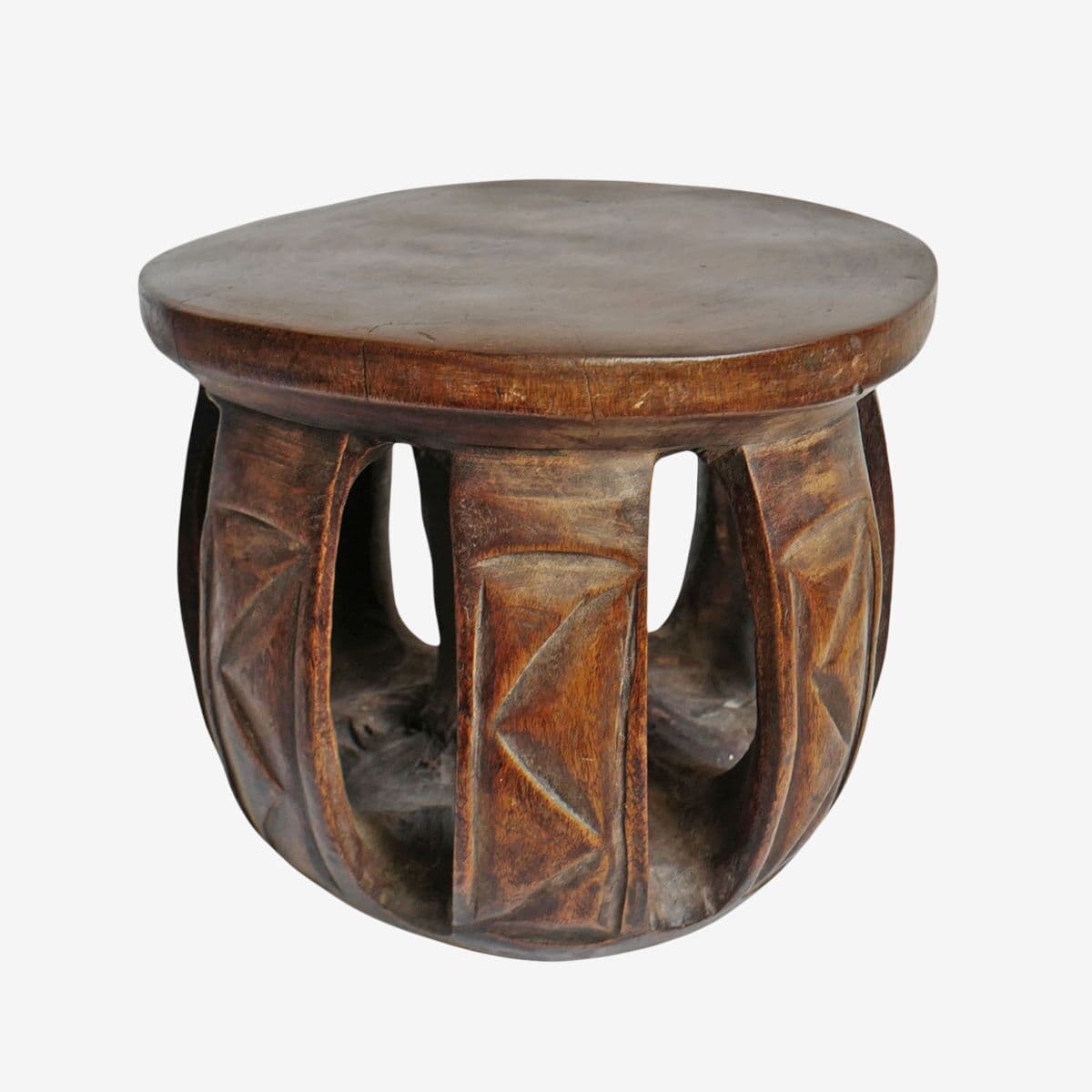 Vintage Baga Small Round Tribal Stool - Image 1