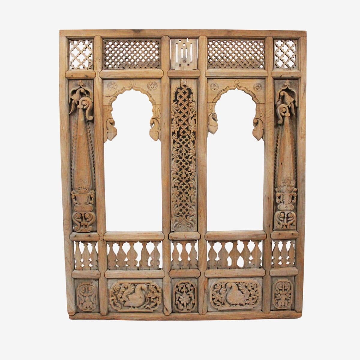 Antique Architectural Indian Window Facade Mirror - Image 1