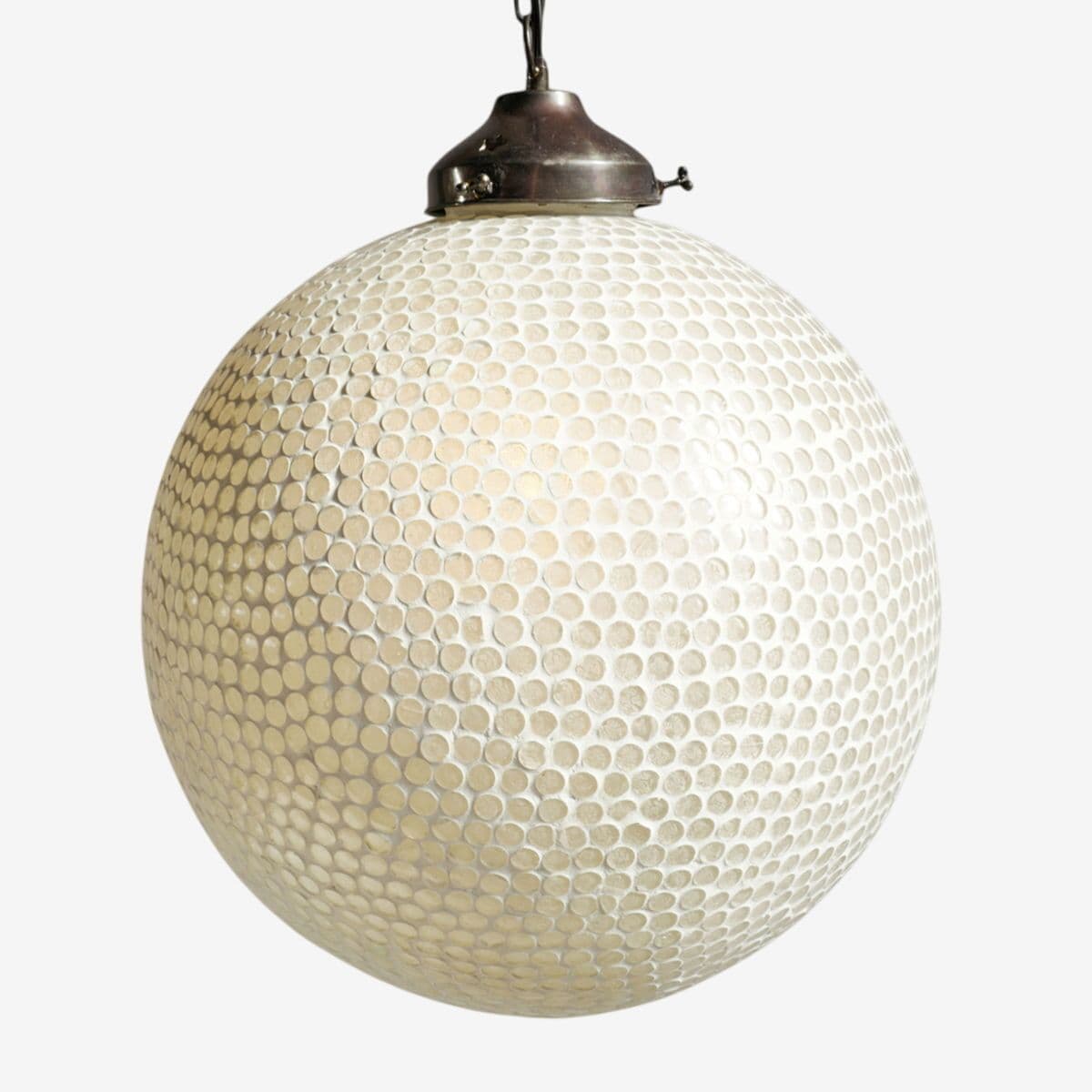 White Mosaic Globe Pendant Large - Image 1