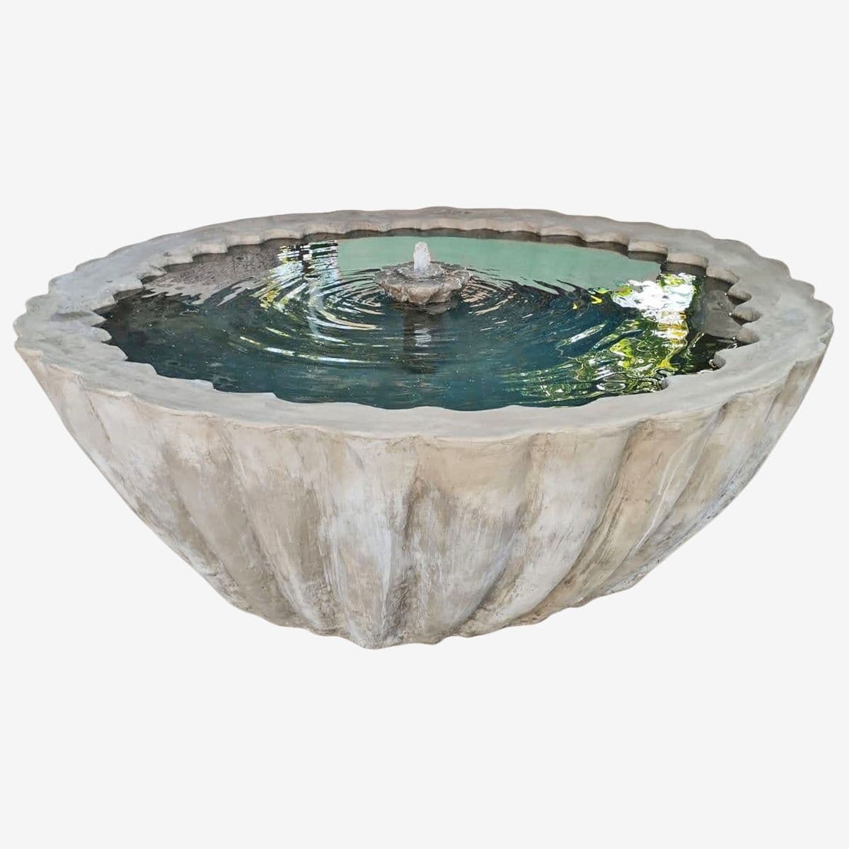 XL Scalloped Cement Fountain Bowl - Image 1