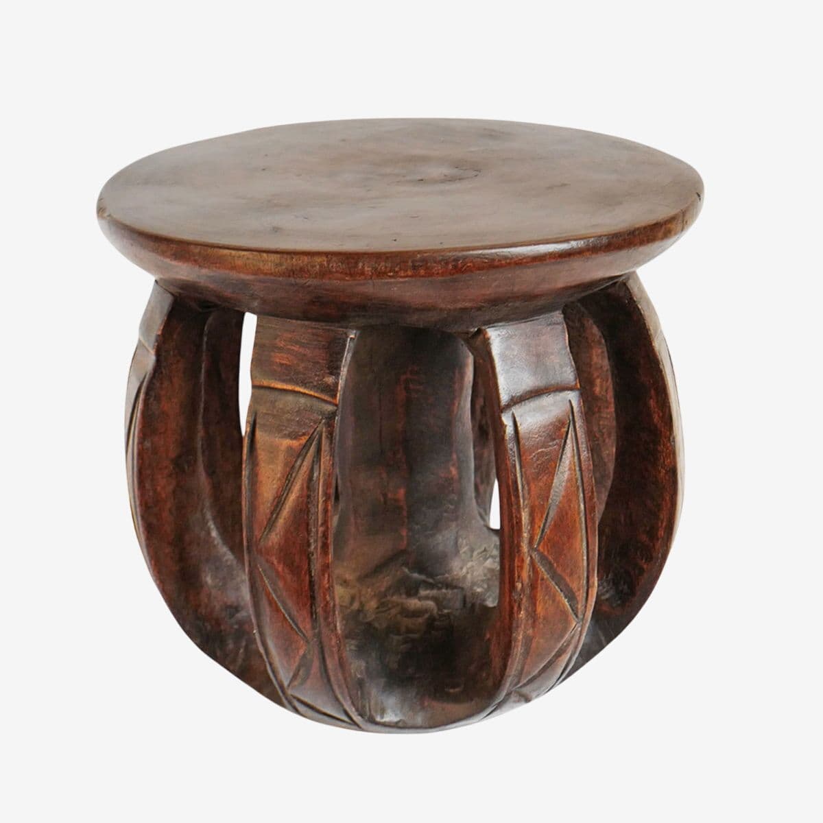 Vintage Baga Small Round Tribal Stool - Image 1