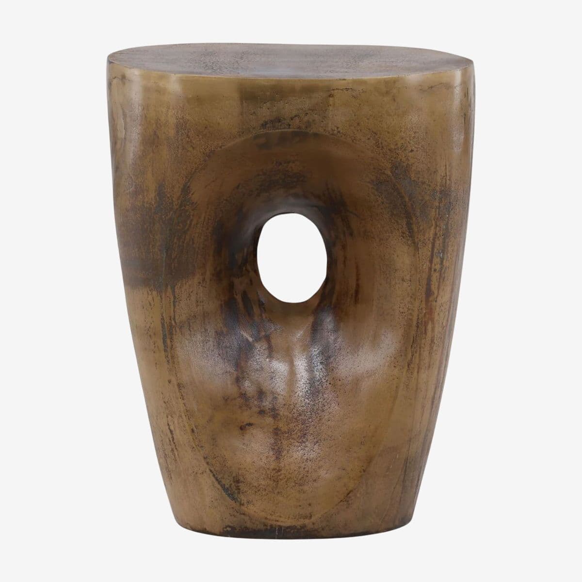 Antiqued Brass Hole Stool - Image 1