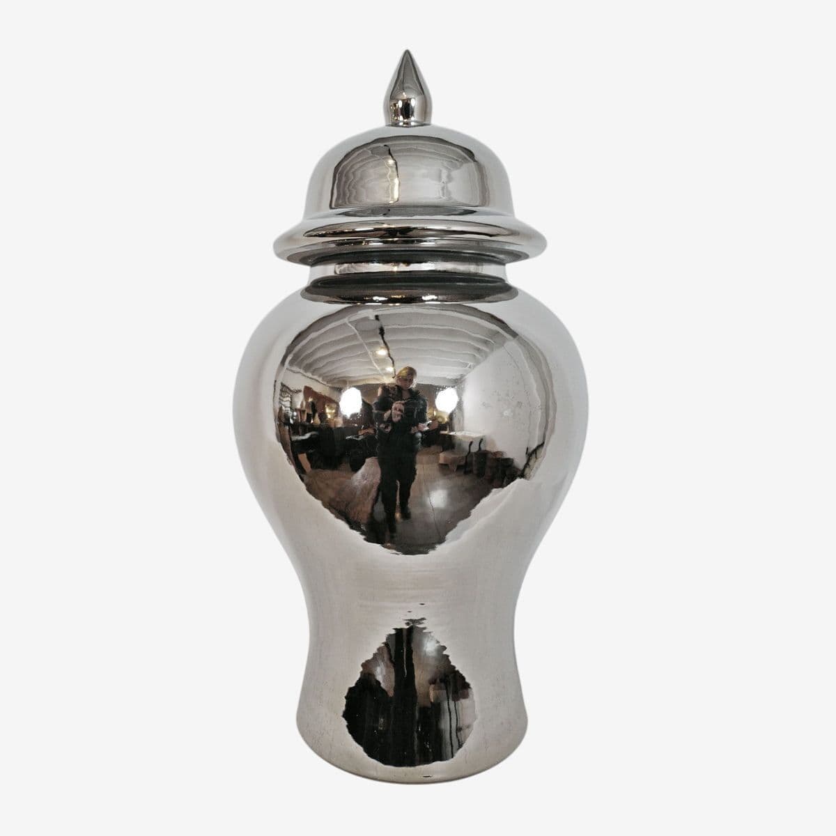 Metallic Silver Ginger Jar - Image 1