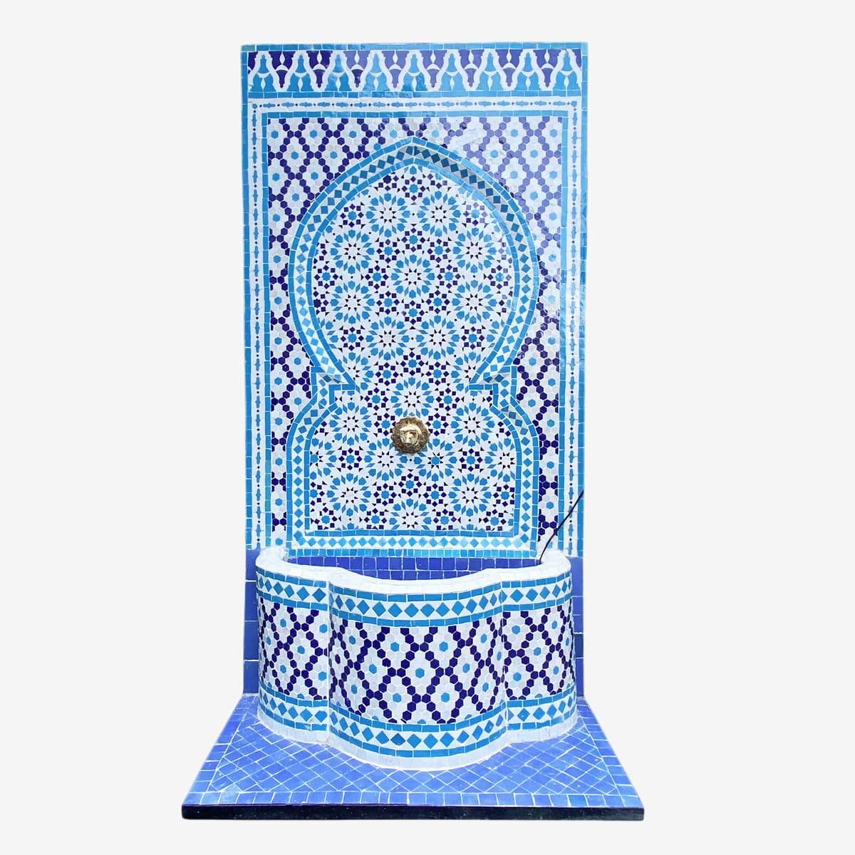 Blue & White Moroccan Tile Wall Fountain - Image 1