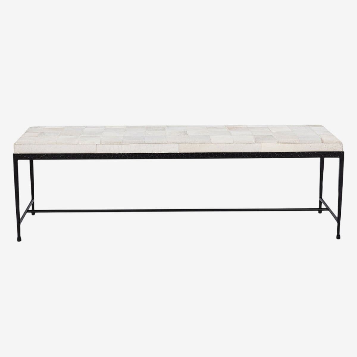 Ivory Hide Patchwork Bench - Image 1