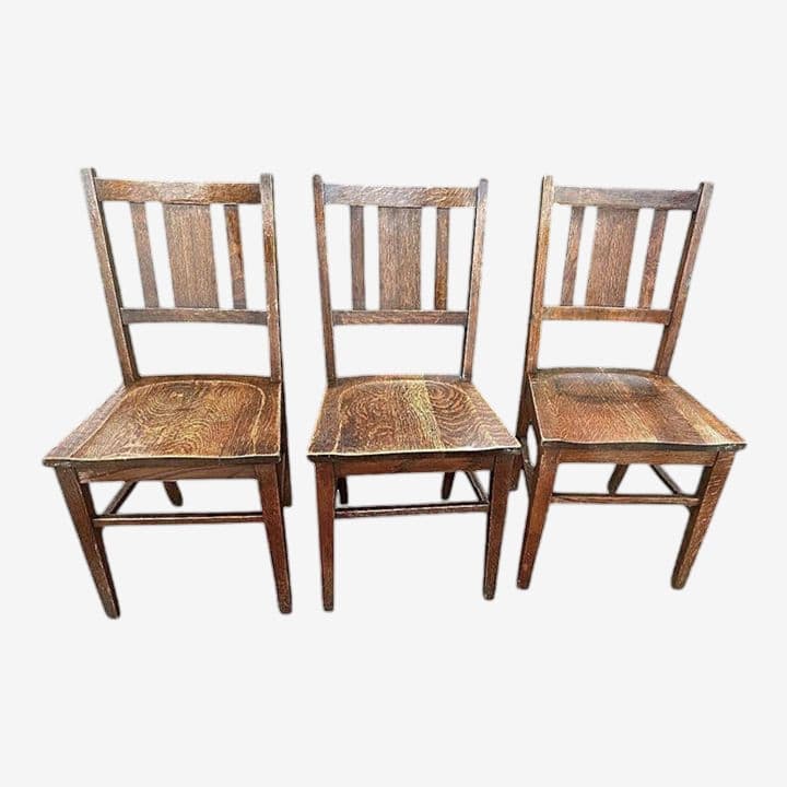 Antique Quarter Sawn Oak Mission Style Dining Chairs by Murphy Chair Co. - Circa 1910 - Set of 3 - Image 1