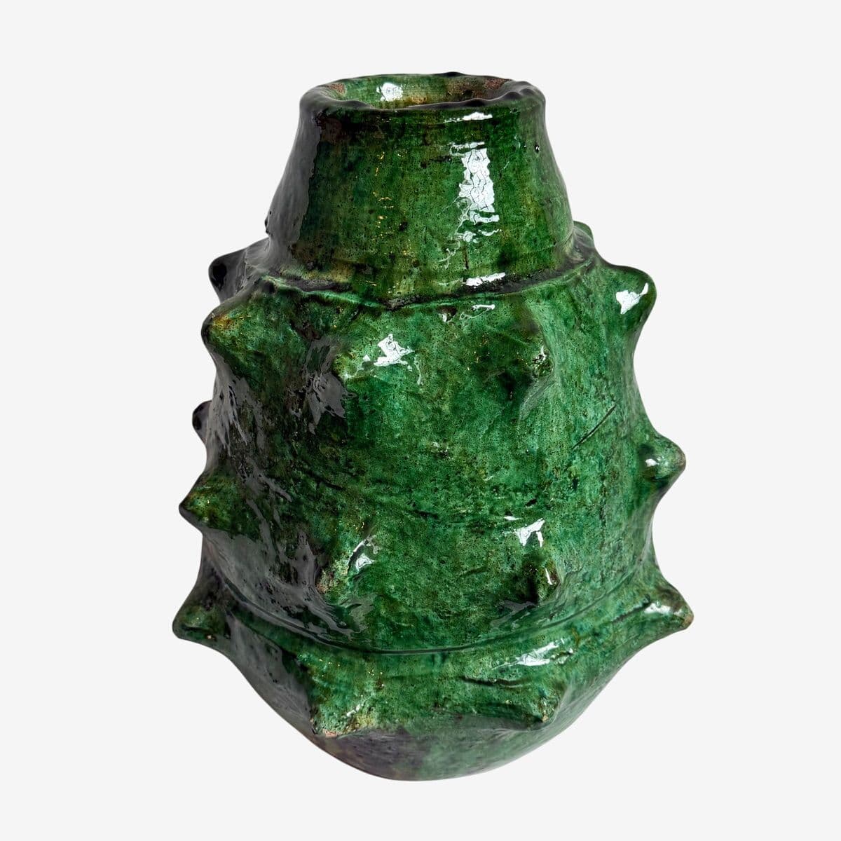 Emerald Green Prickly Pear Ceramic Vase - Image 1