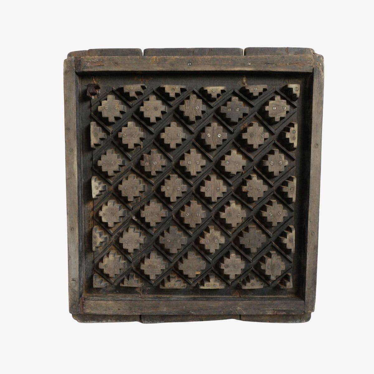 Antique Wood Print Block Panel - Image 1