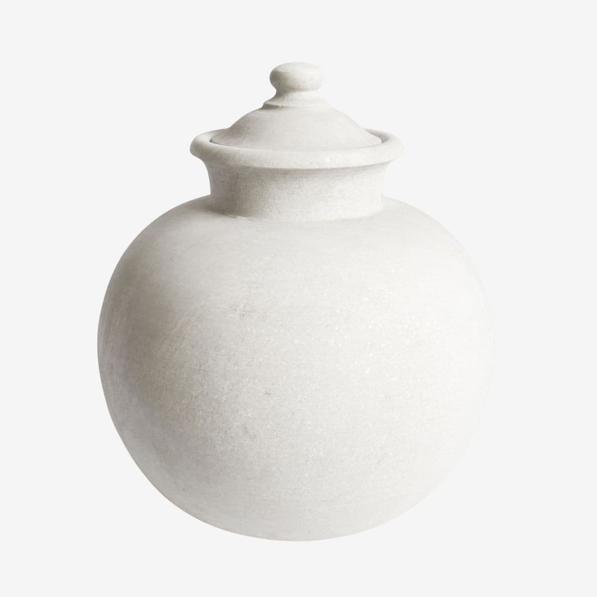 White Marble Pot w/Lid - Image 1