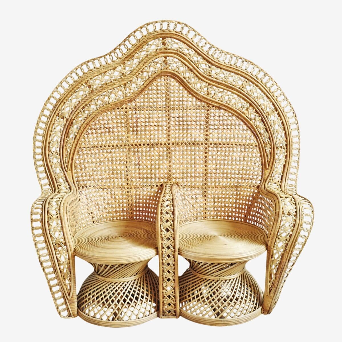 Raw Double Cane Peacock Chair - Image 1