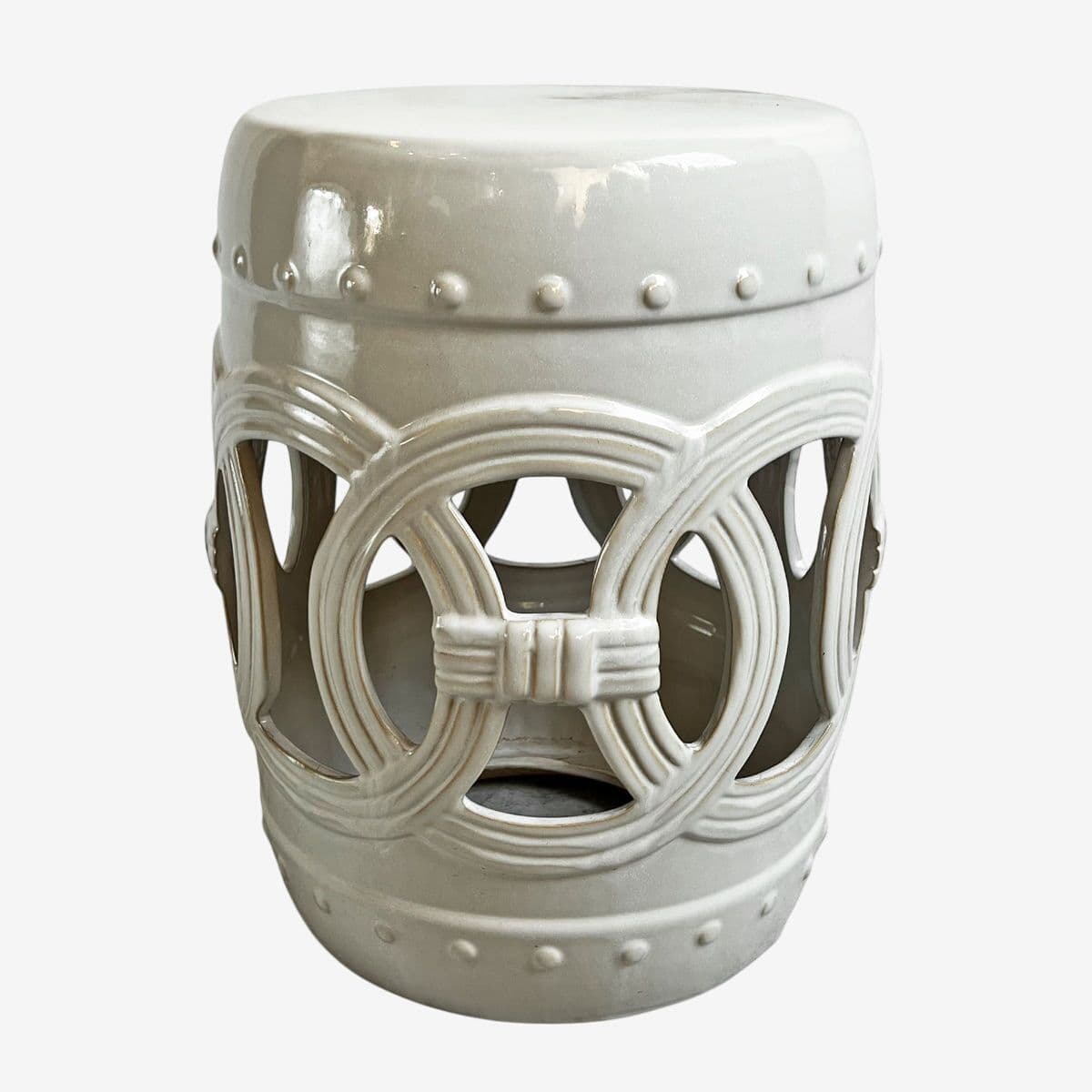 White Ceramic Ring Garden Stool - Image 1