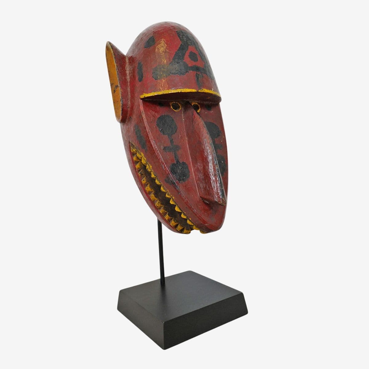 Red Bamana Leopard Mask on Stand - Image 1