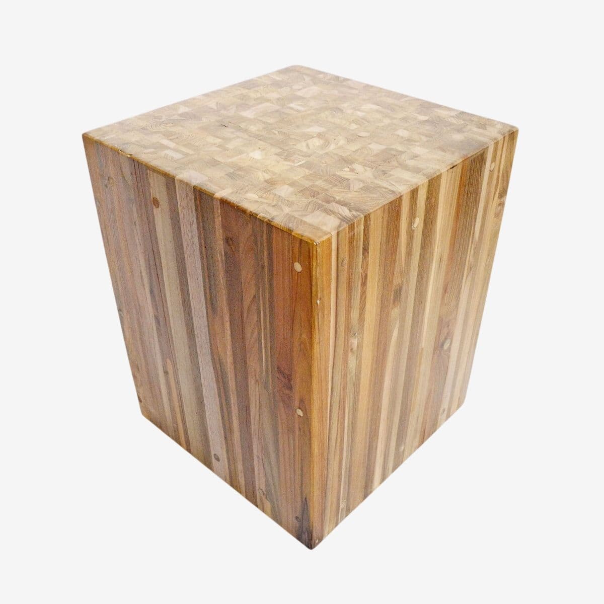 Reclaimed Teak Cube Stool / Side Table - Image 1