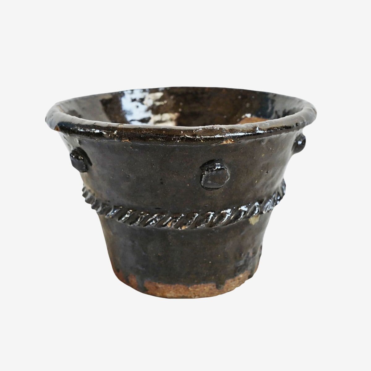 Vintage Ceramic Black Braided Pot - Image 1