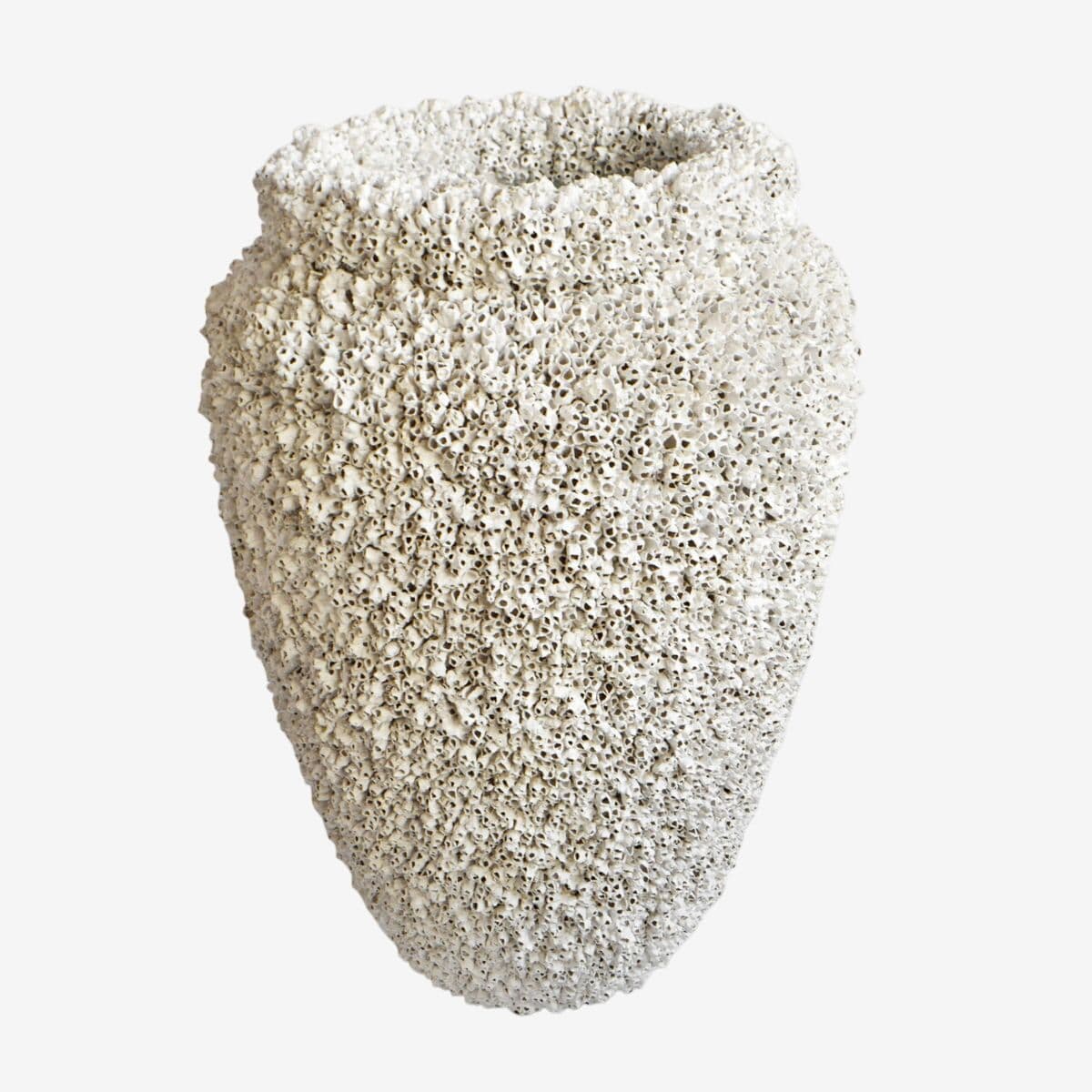 Vintage Large White Barnacle Shell Urn - Image 1