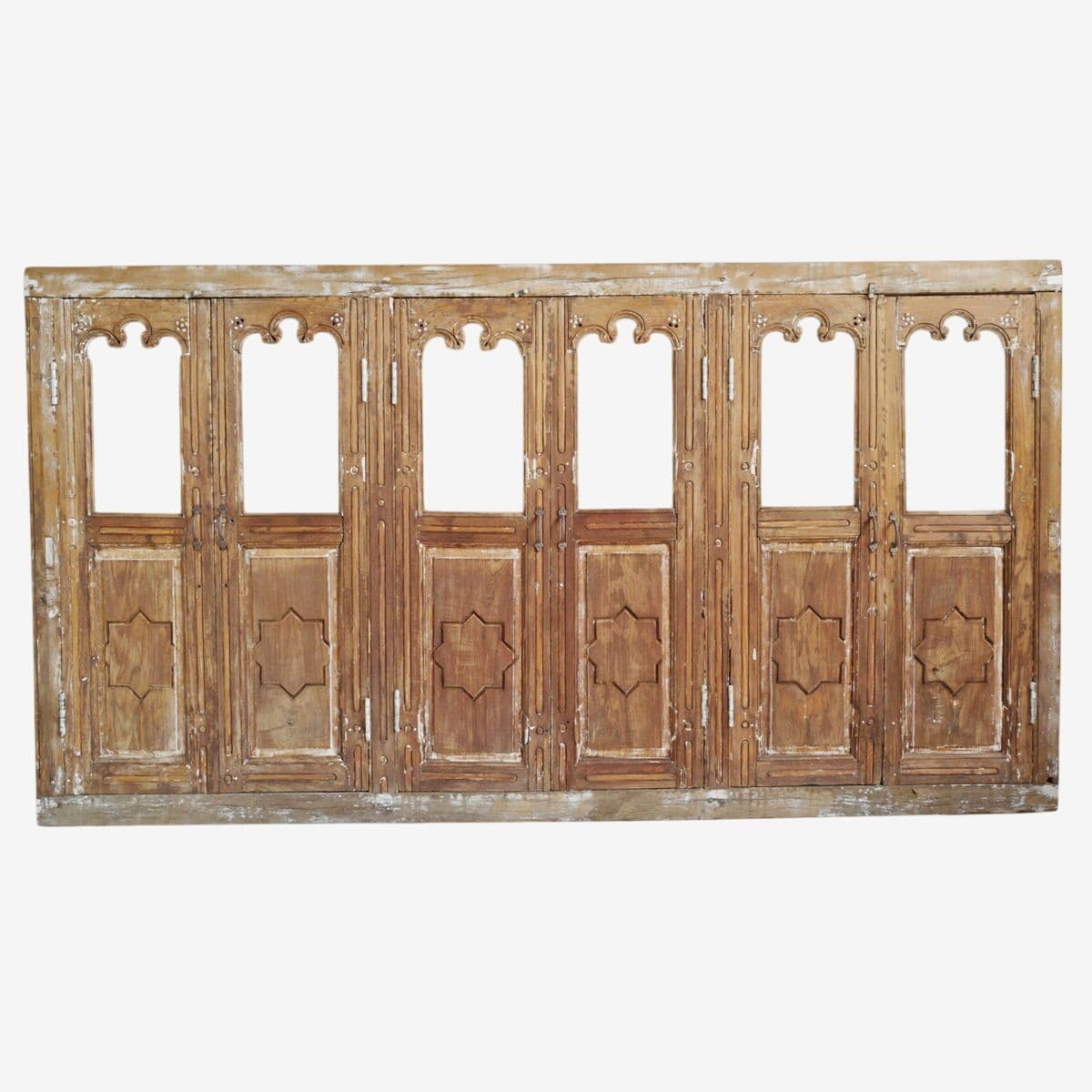 Antique Agra Wood Shutter Mirror - Image 1