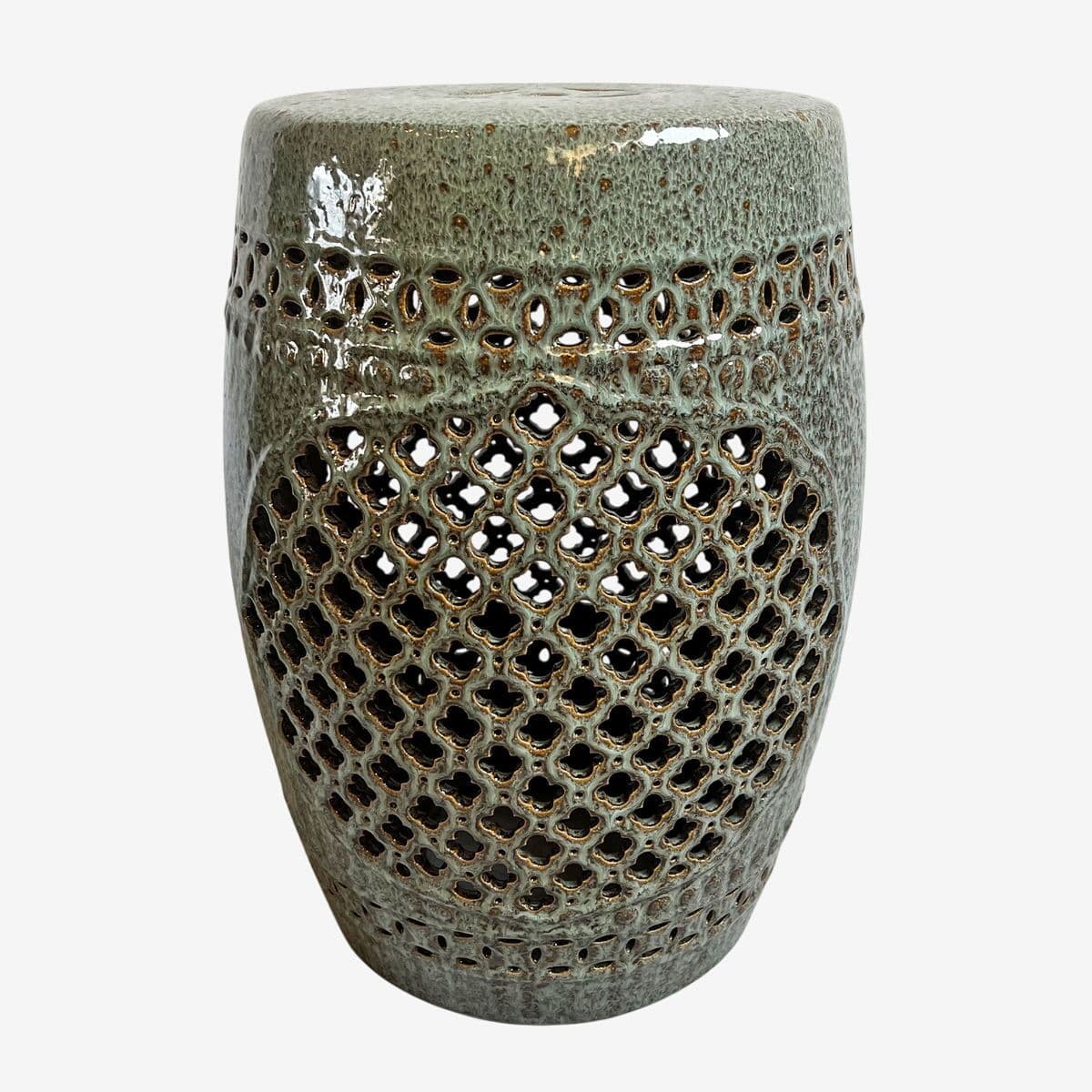 Ceramic Medallion Green Garden Stool - Image 1