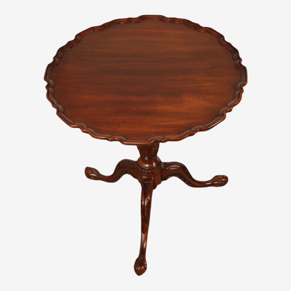 Henkel Harris Vintage 1990s Mahogany Tilt Top Ball & Claw Wine Table - Image 1