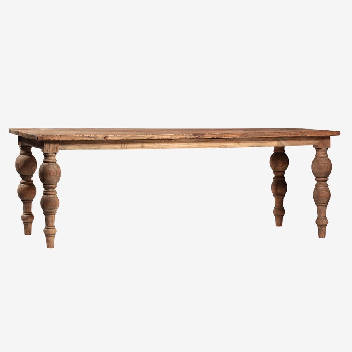 Reclaimed Elm Ball Leg Table 86 - Image 1