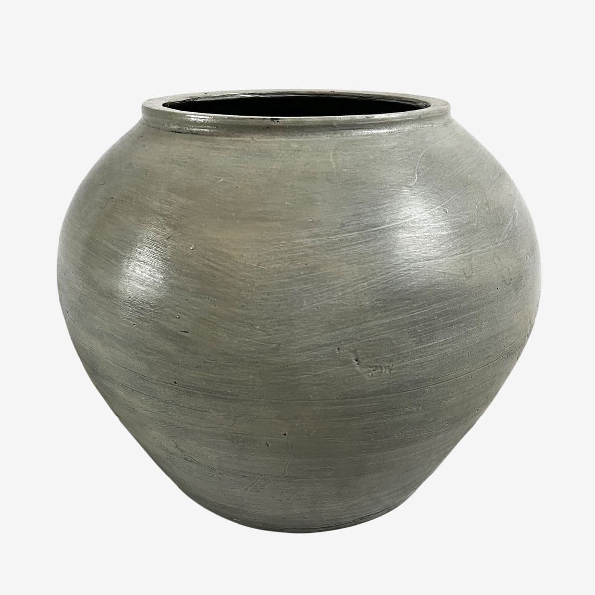 Vintage Grey Glaze Terra Cotta Pot - Image 1