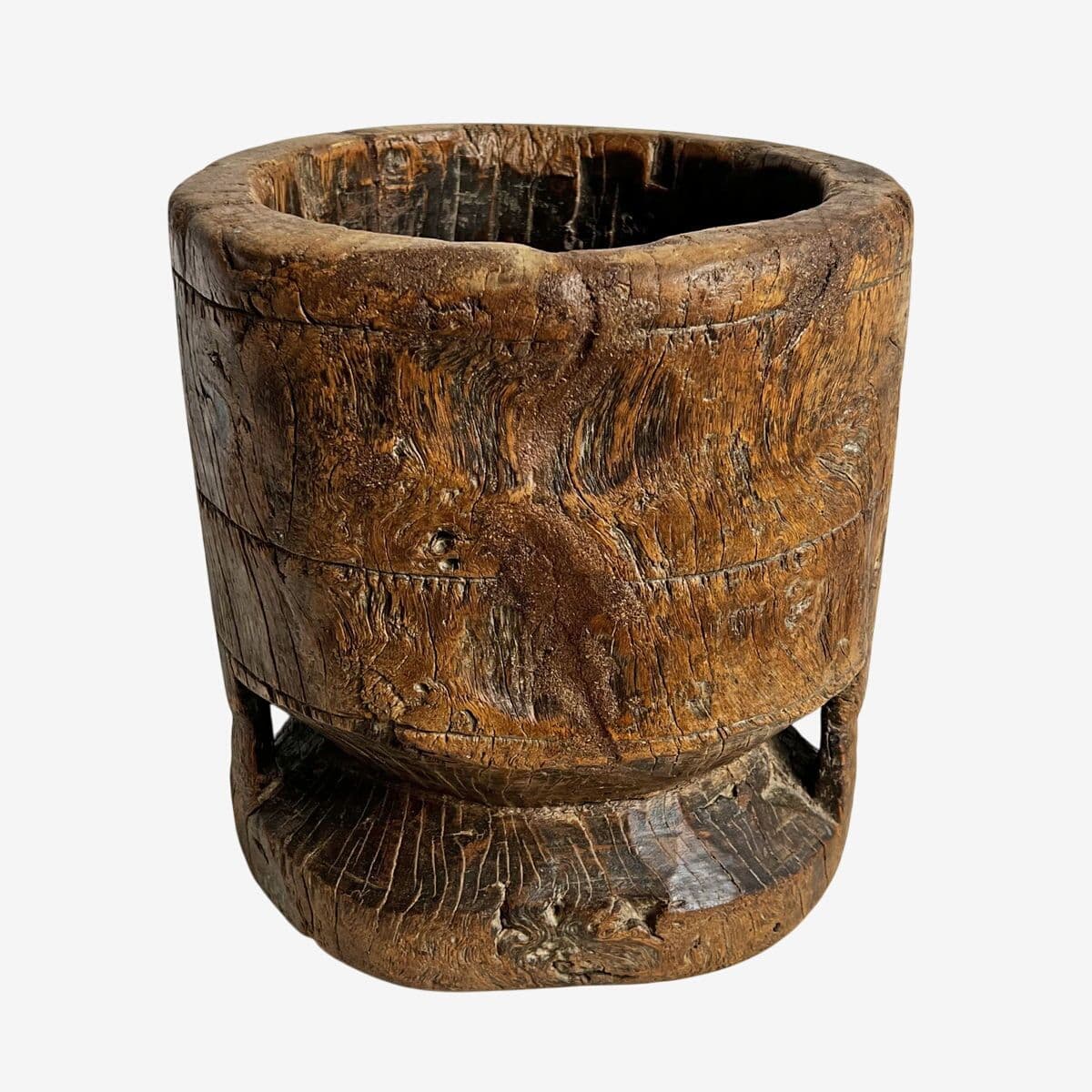 Old India Wood Pestle Pot - Image 1
