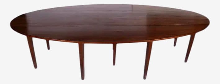 Rare Georgian Solid Mahogany 10’ X 5’ Large Oval Drop Leaf Irish Wake Table, 19th Century