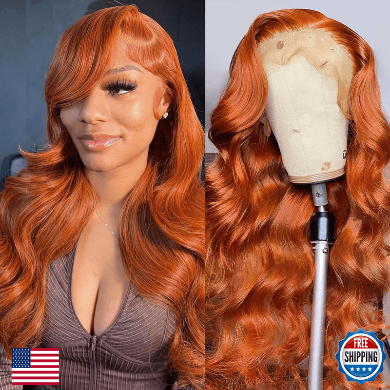 Cute Fairy Ginger Wig Lace Front Human Hair 13X6 Hd Transparent Body Wave Lace