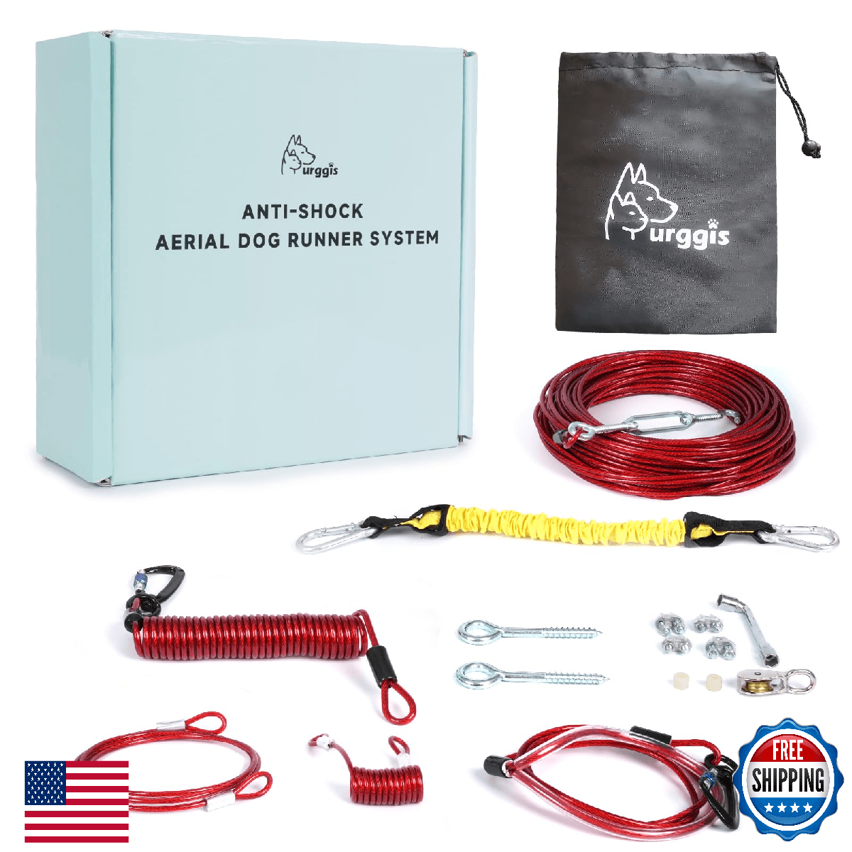 Dog Runner for Yard,Anti-Shock Dog Trolley System 50/75/100/150/200FT,Heavy-Duty